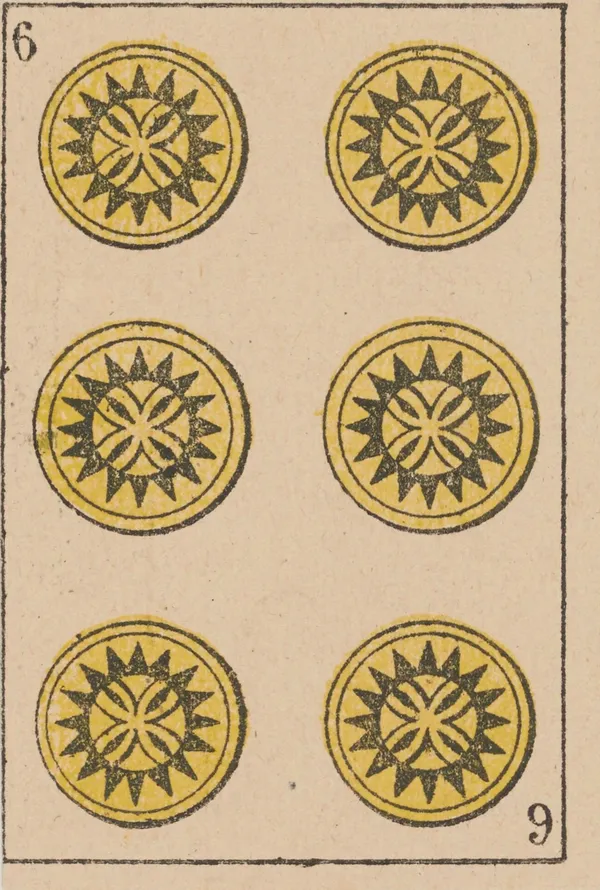 Seis de Oros, baraja española de Camoin (h. 1870)