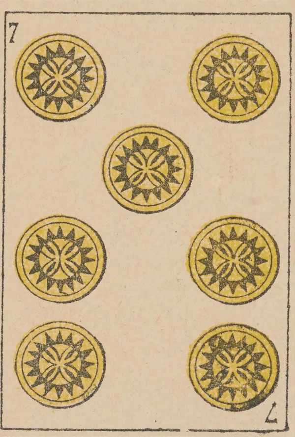Siete de Oros, baraja española de Camoin (h. 1870)