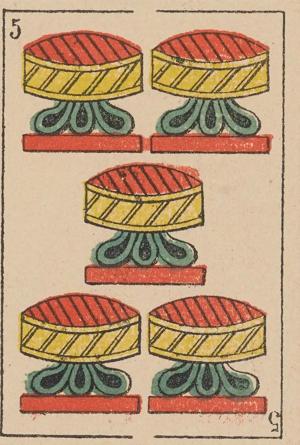 Cinco de Copas, baraja española de Camoin (h. 1870)