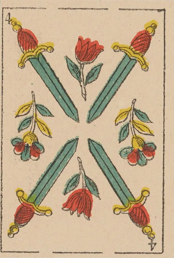 Cuatro de Espadas, baraja española de Camoin (h. 1870)